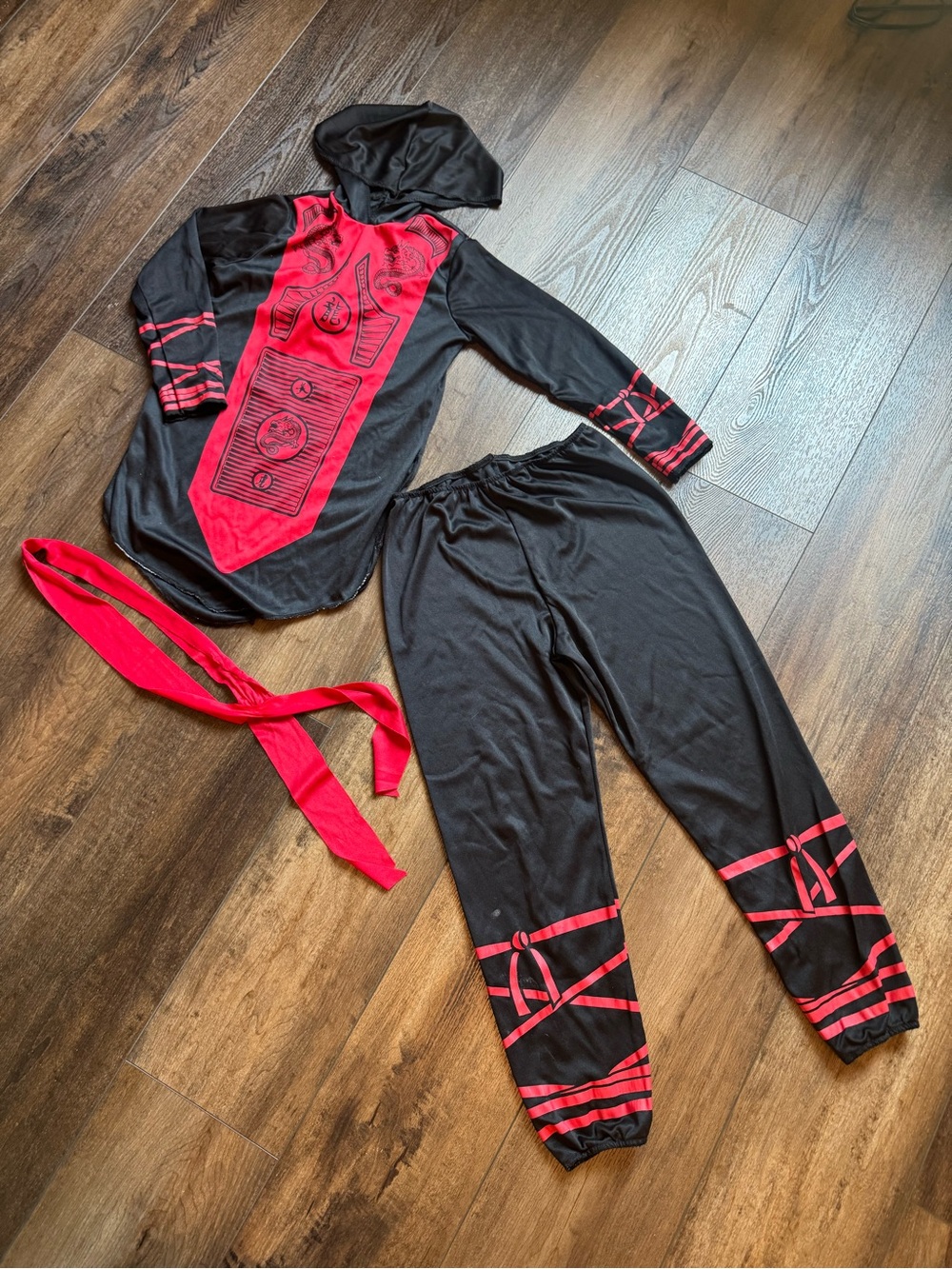Kids Ninja Costume Set with Hooded Top, Pants, and belt kids size 6